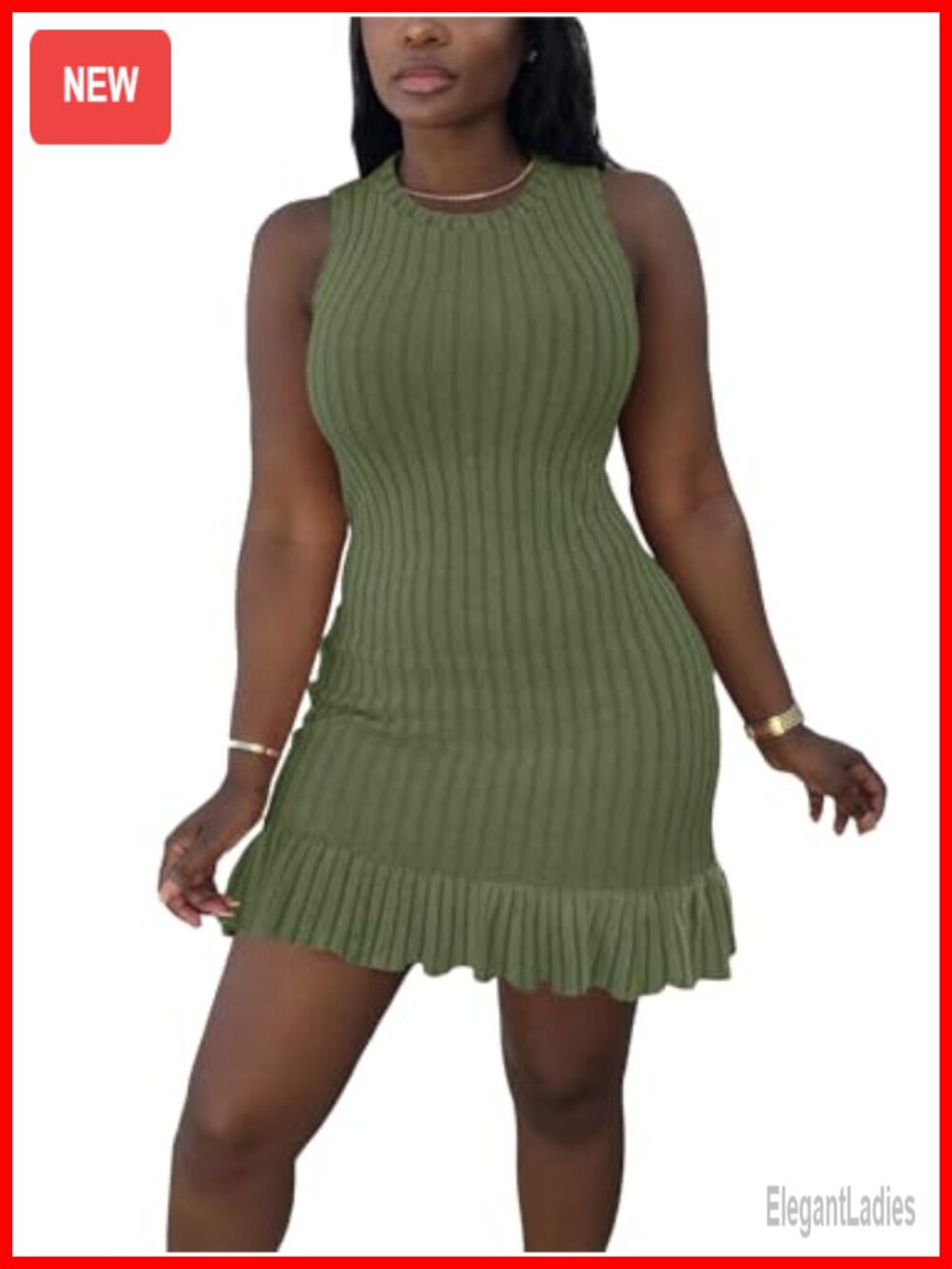 Women Sleeveless Ribbed Tank Mini Dress Bodycon Summer Casual